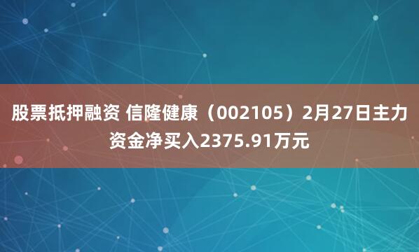 股票抵押融资 信隆健康（002105）2月27日主力资金净买入2375.91万元