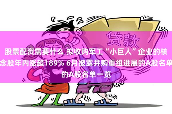 股票配资需要什么 拟收购军工“小巨人”企业的核电概念股年内涨超189% 6月披露并购重组进展的A股名单一览