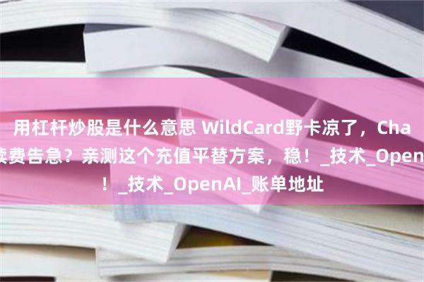 用杠杆炒股是什么意思 WildCard野卡凉了，ChatGPT Plus 续费告急？亲测这个充值平替方案，稳！_技术_OpenAI_账单地址
