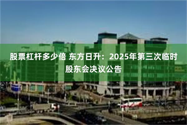 股票杠杆多少倍 东方日升：2025年第三次临时股东会决议公告